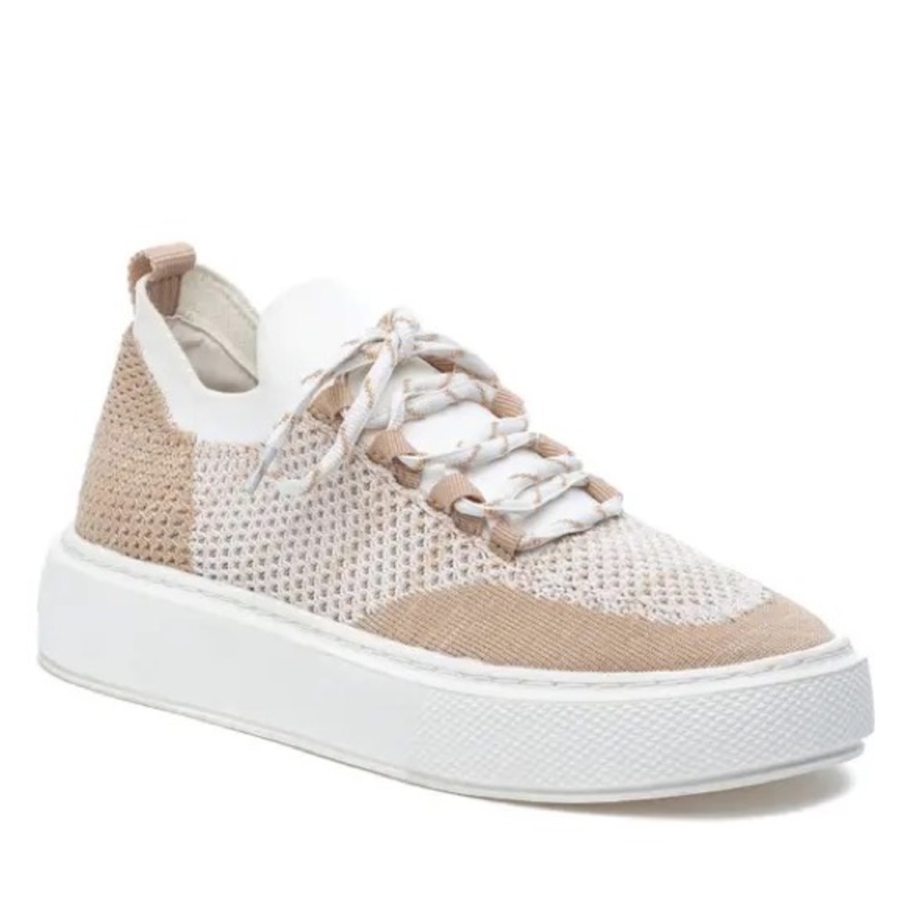 NIB J/SLIDES NYC Duchess Lace-Up Fashion Platform Sneakers White Beige Women’s 9 - Picture 1 of 11